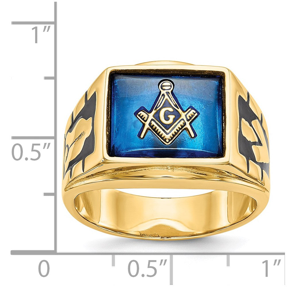 14k Men's Polished and Textured Masonic Ring Mounting
