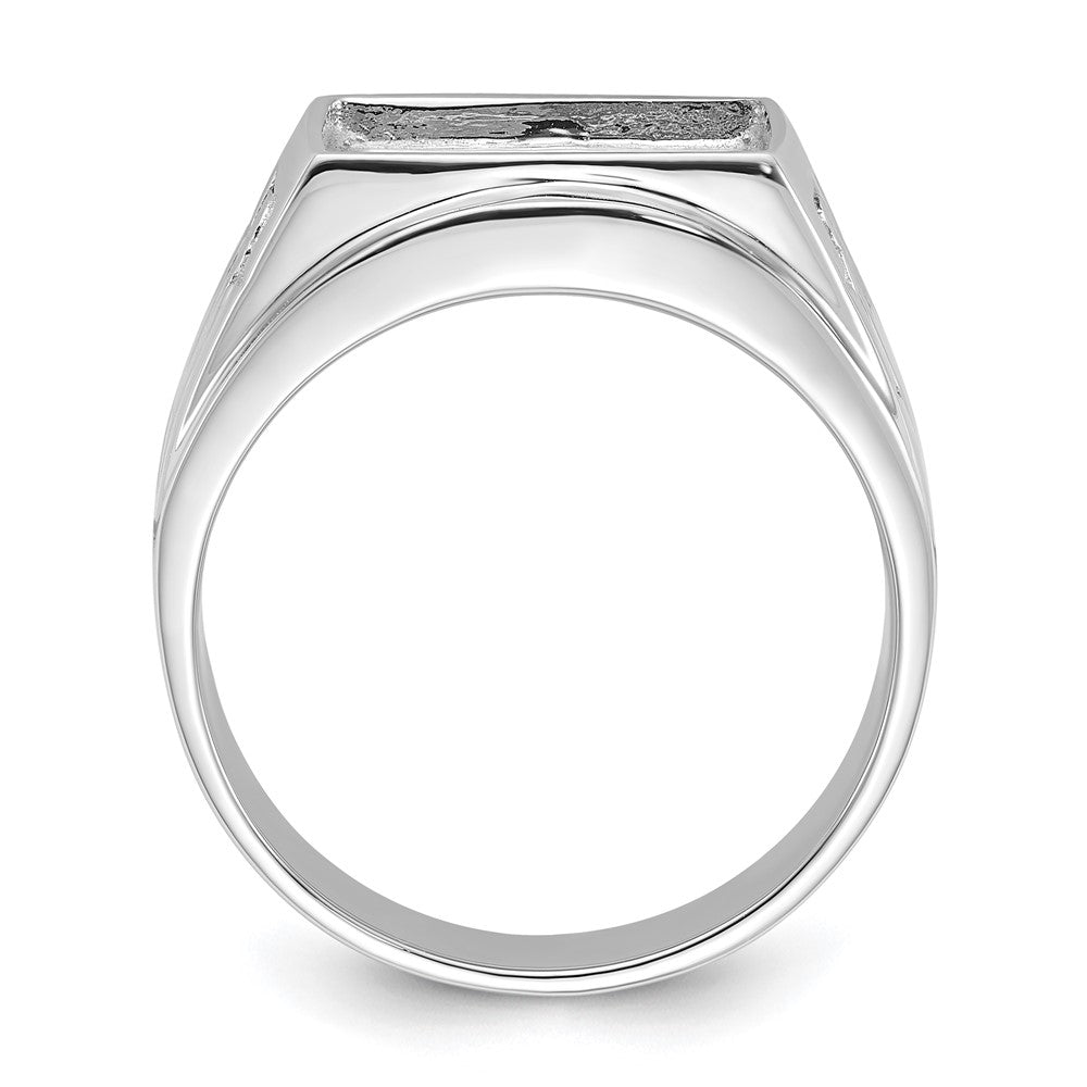 14k White Gold Men's Polished and Textured Masonic Ring Mounting