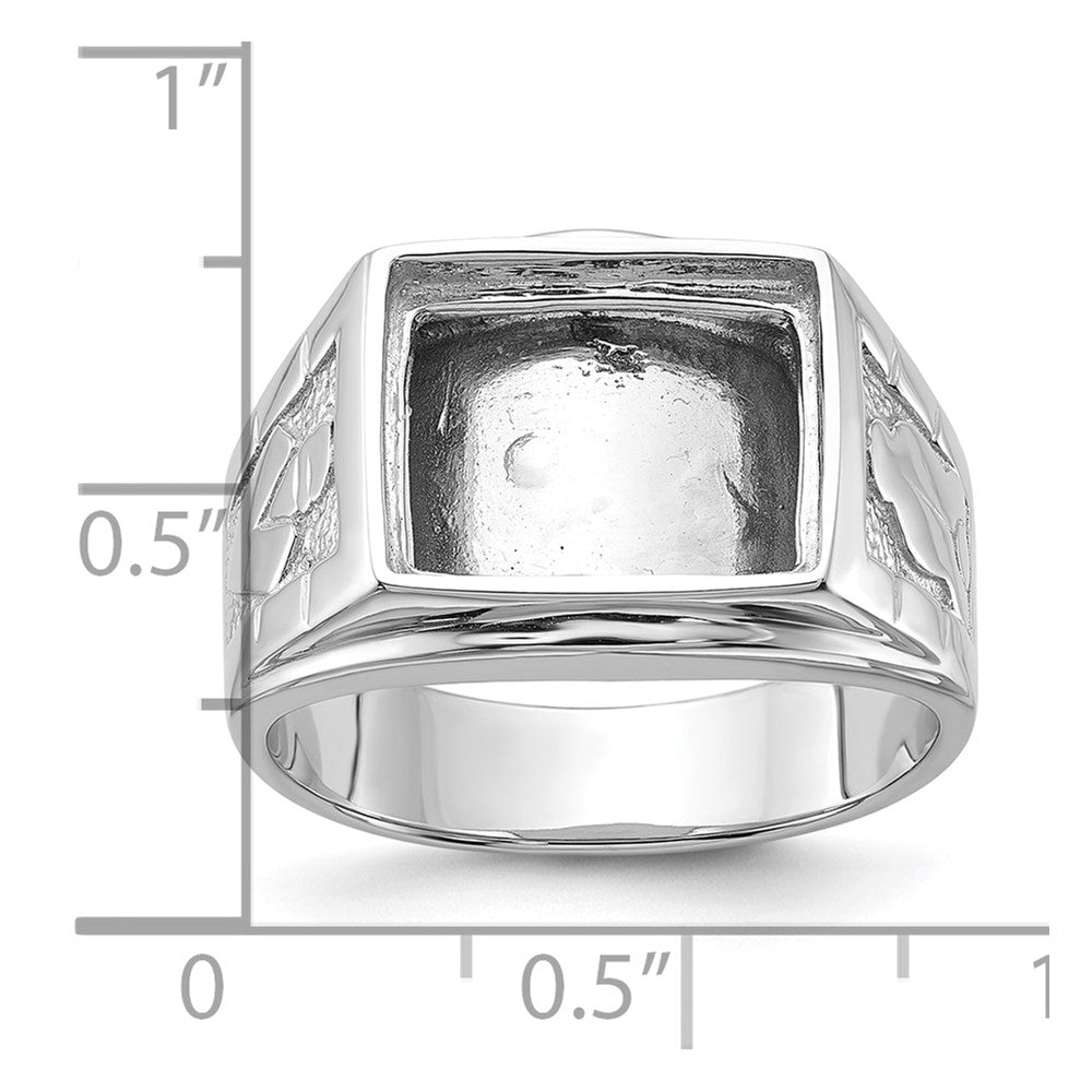 14k White Gold Men's Polished and Textured Masonic Ring Mounting