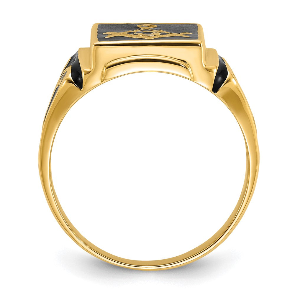 14k Men's Polished and Textured (No Enamel) Masonic Ring