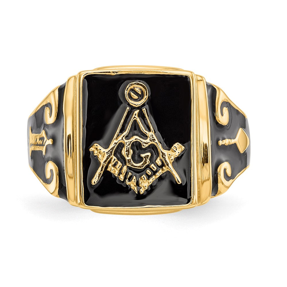 14k Men's Polished and Textured (No Enamel) Masonic Ring