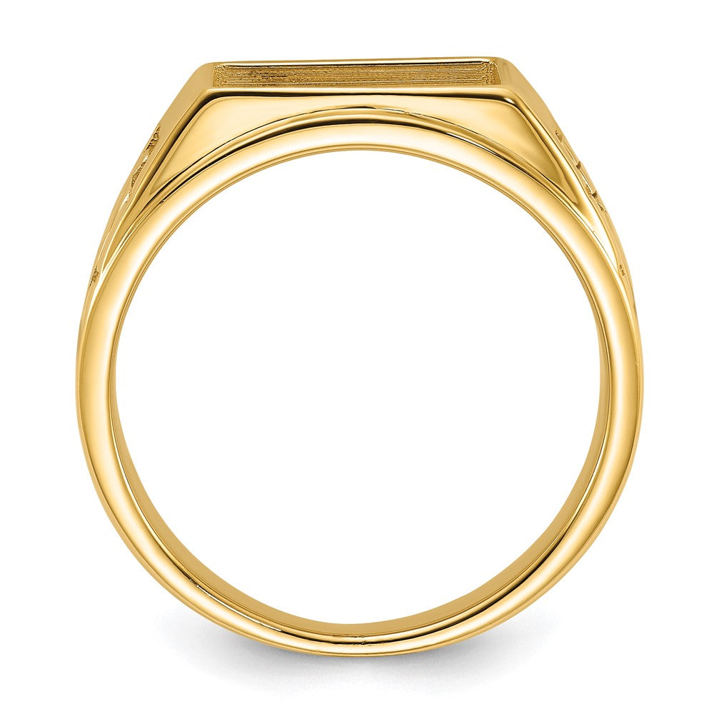 14k Men's Polished and Textured Masonic Ring Mounting