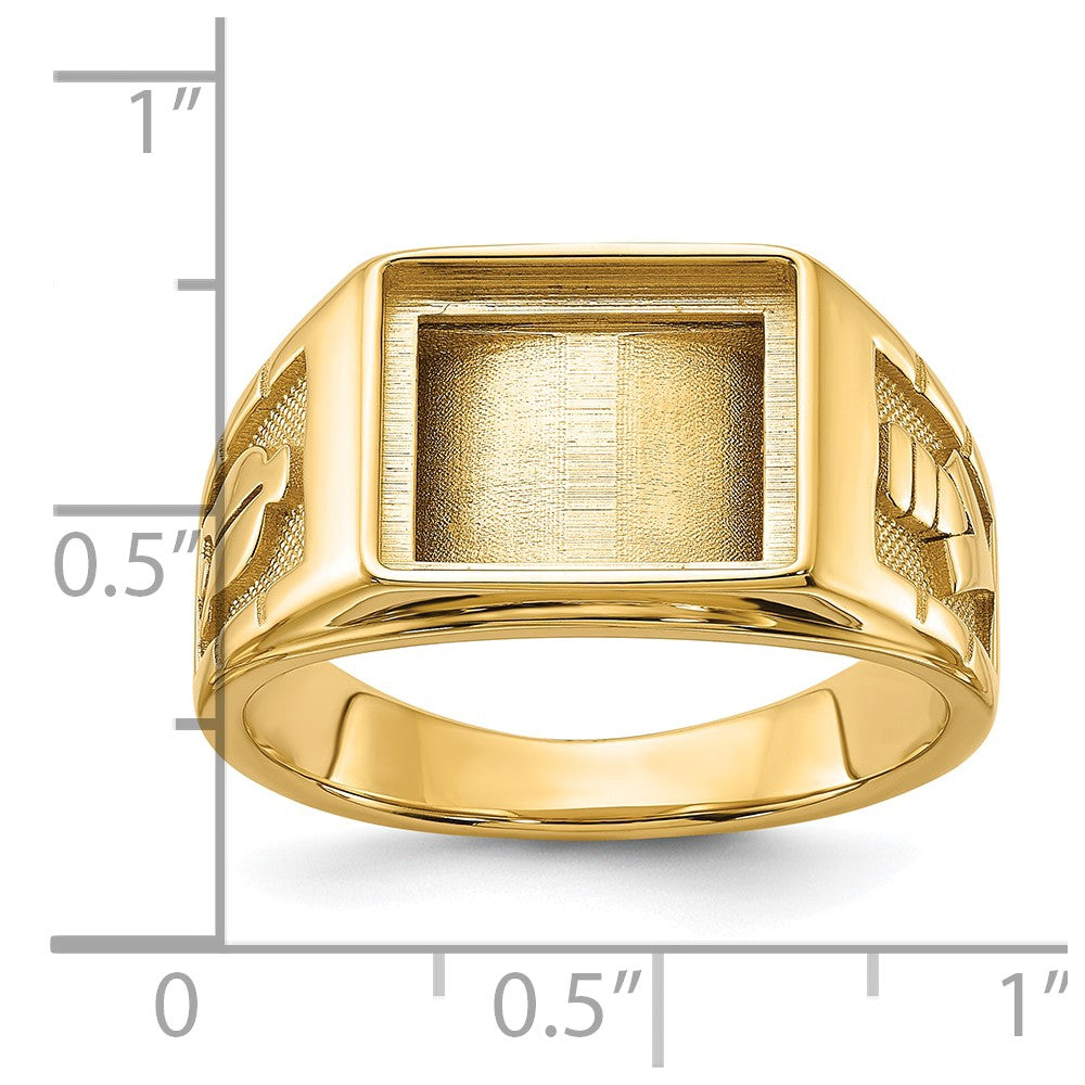 14k Men's Polished and Textured Masonic Ring Mounting