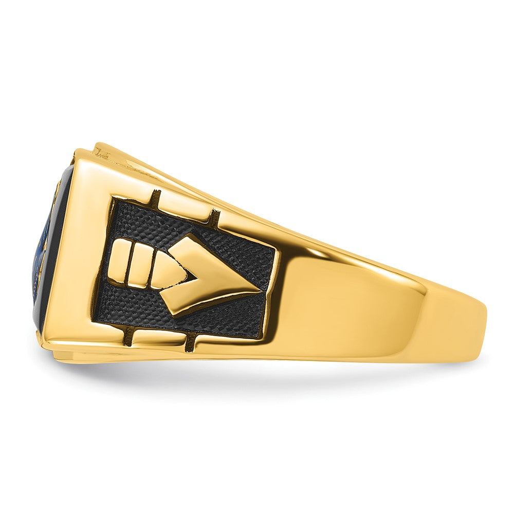 14k Men's Textured w/ Black Enamel & Onyx Masonic Ring