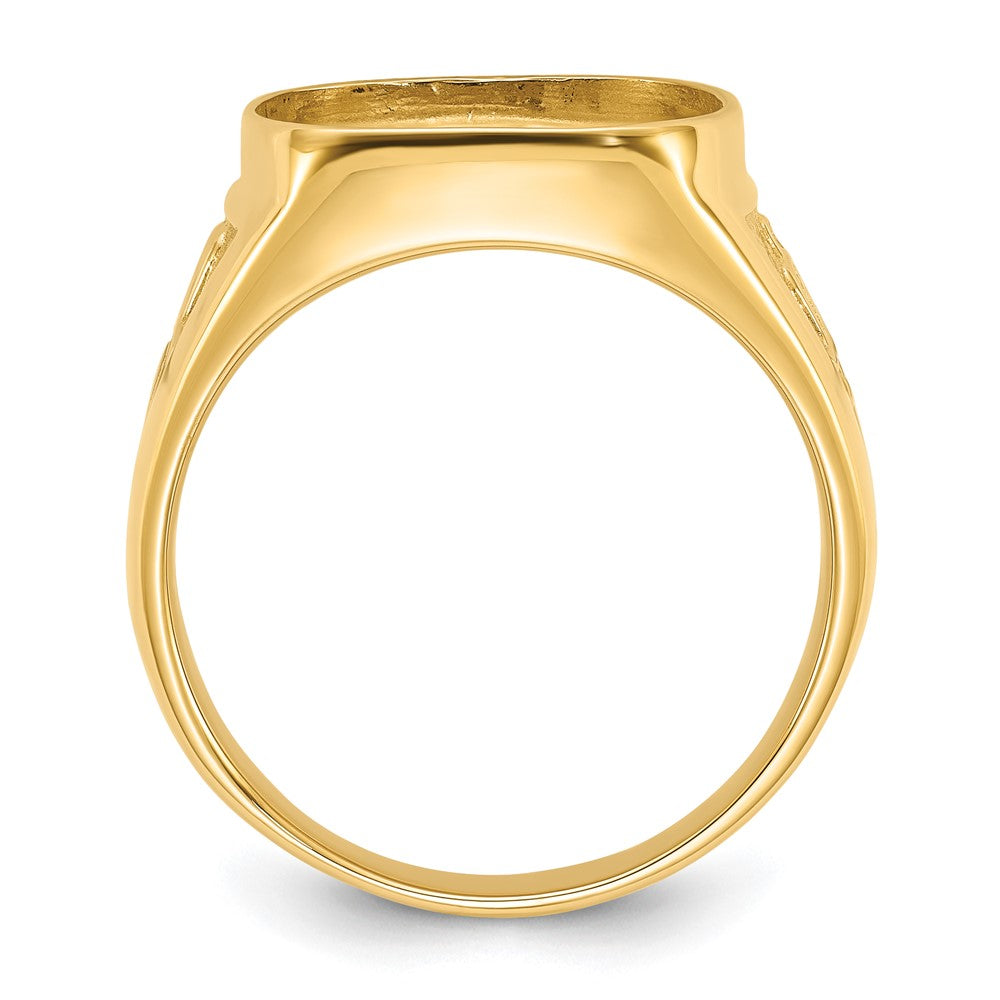 14k Men's Polished and Textured Masonic Ring Mounting