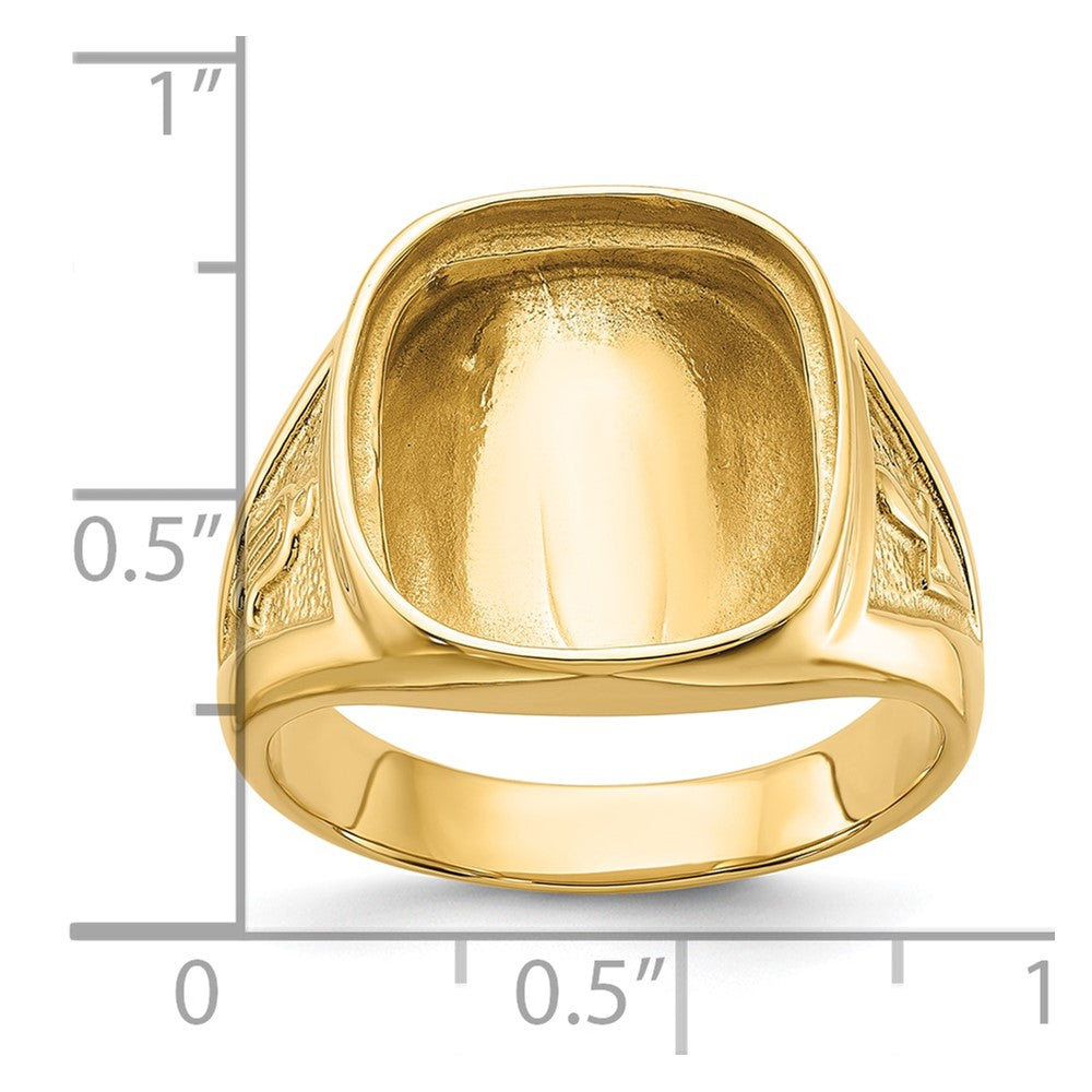 14k Men's Polished and Textured Masonic Ring Mounting