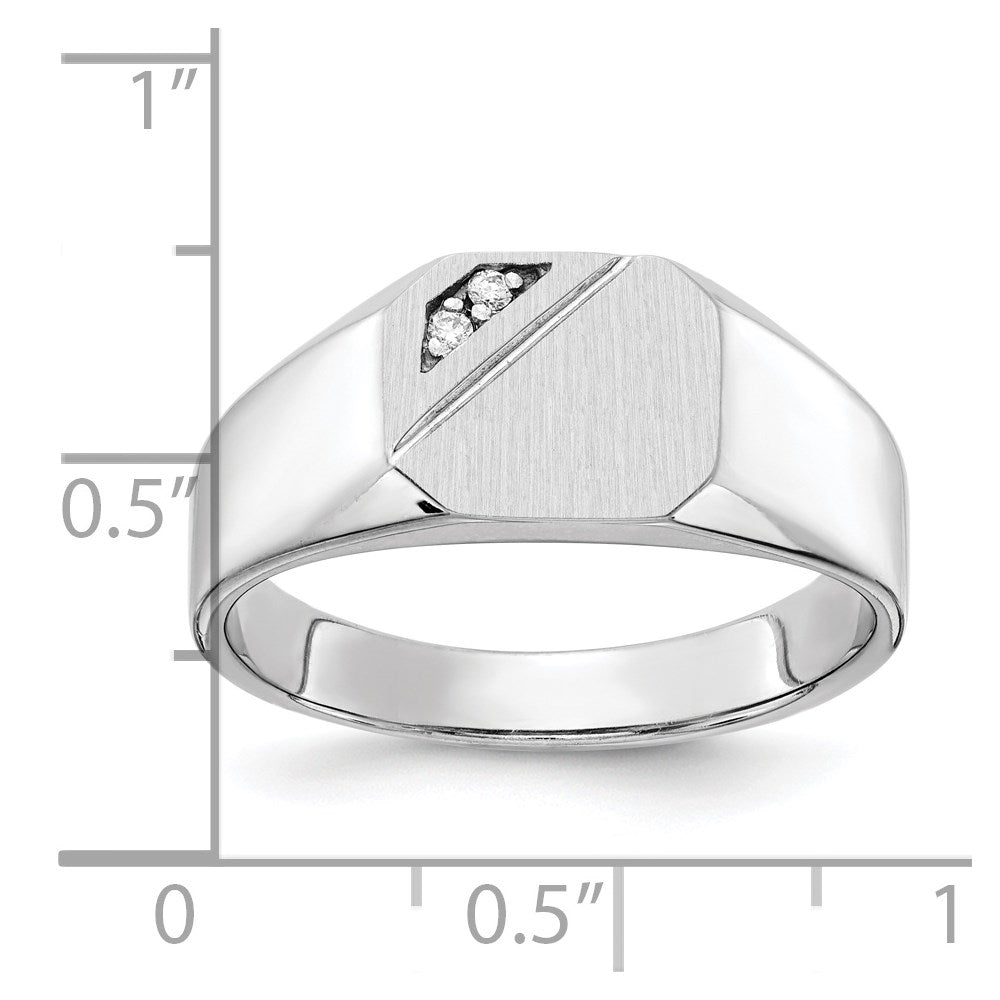 14k White Gold 10.0x9.0mm Open Back AA Diamond Signet Ring