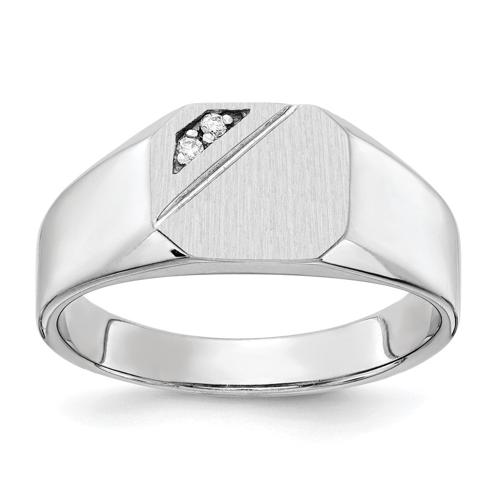 14k White Gold 10.0x9.0mm Open Back AAA Diamond Signet Ring