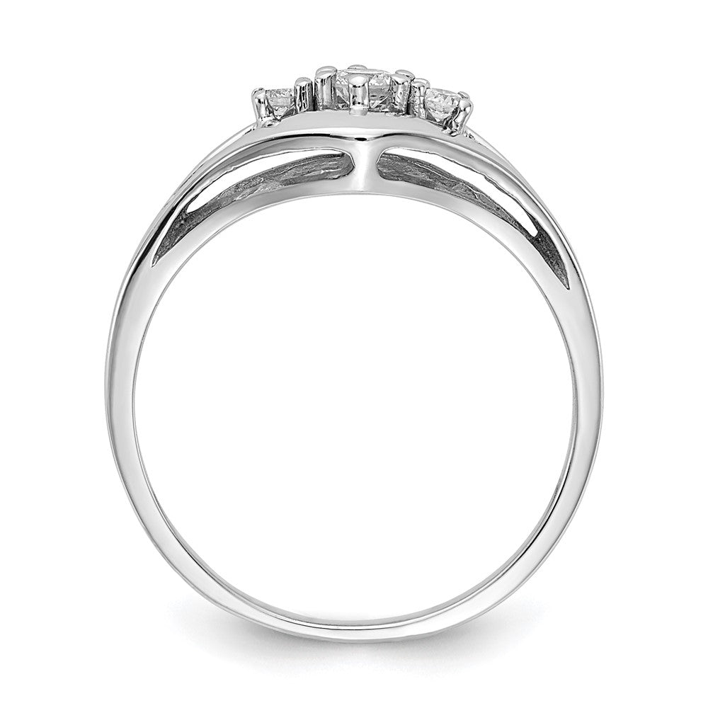 14k White Gold Polished AA Diamond ring