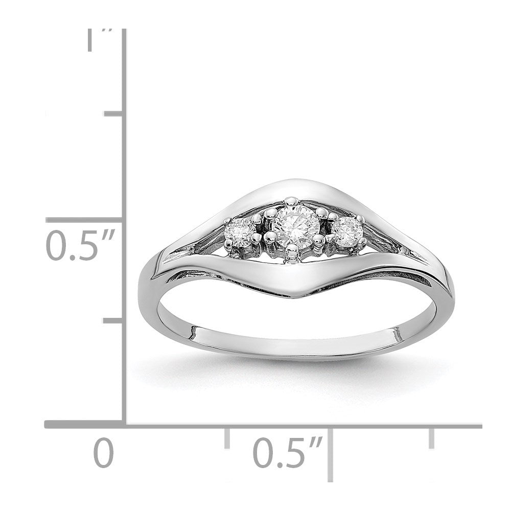 14k White Gold Polished AA Diamond ring