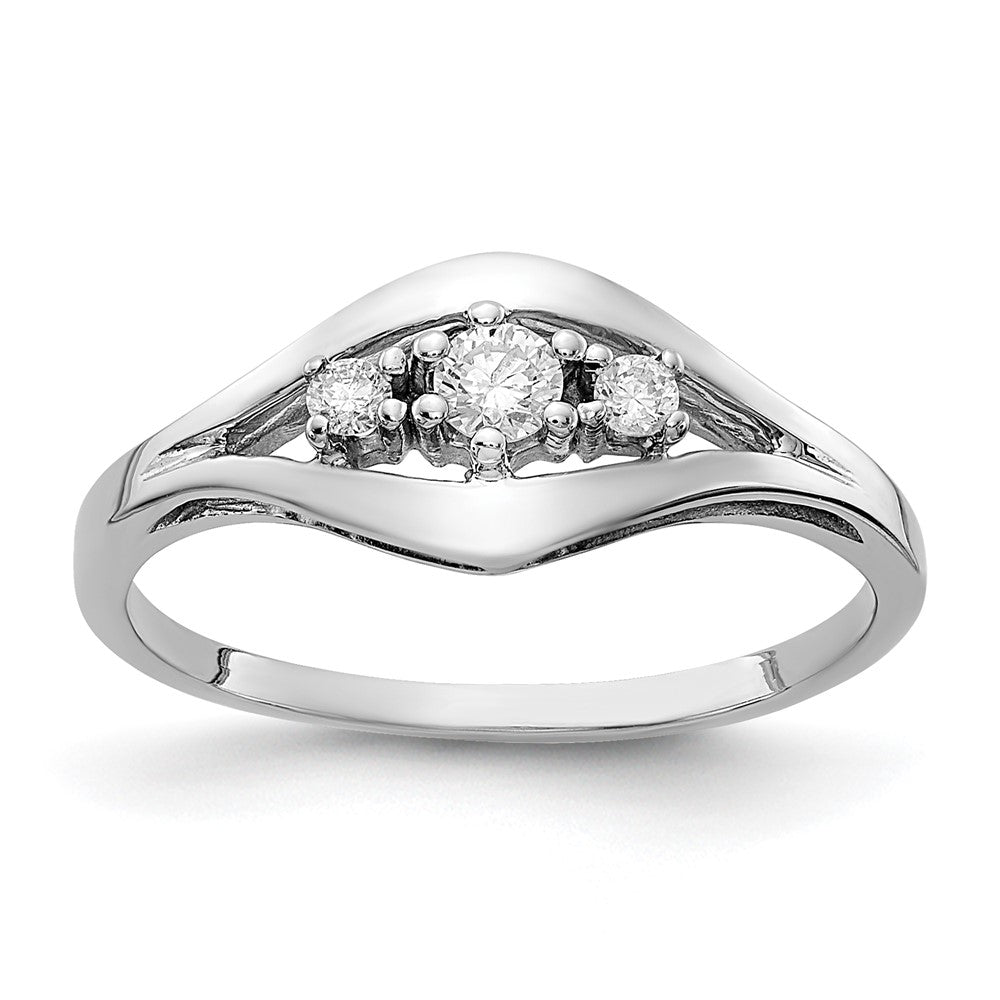14k White Gold Polished AA Diamond ring