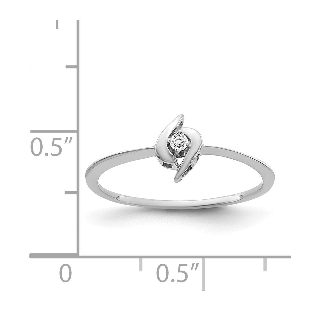 14k White Gold Polished AA Diamond Ring