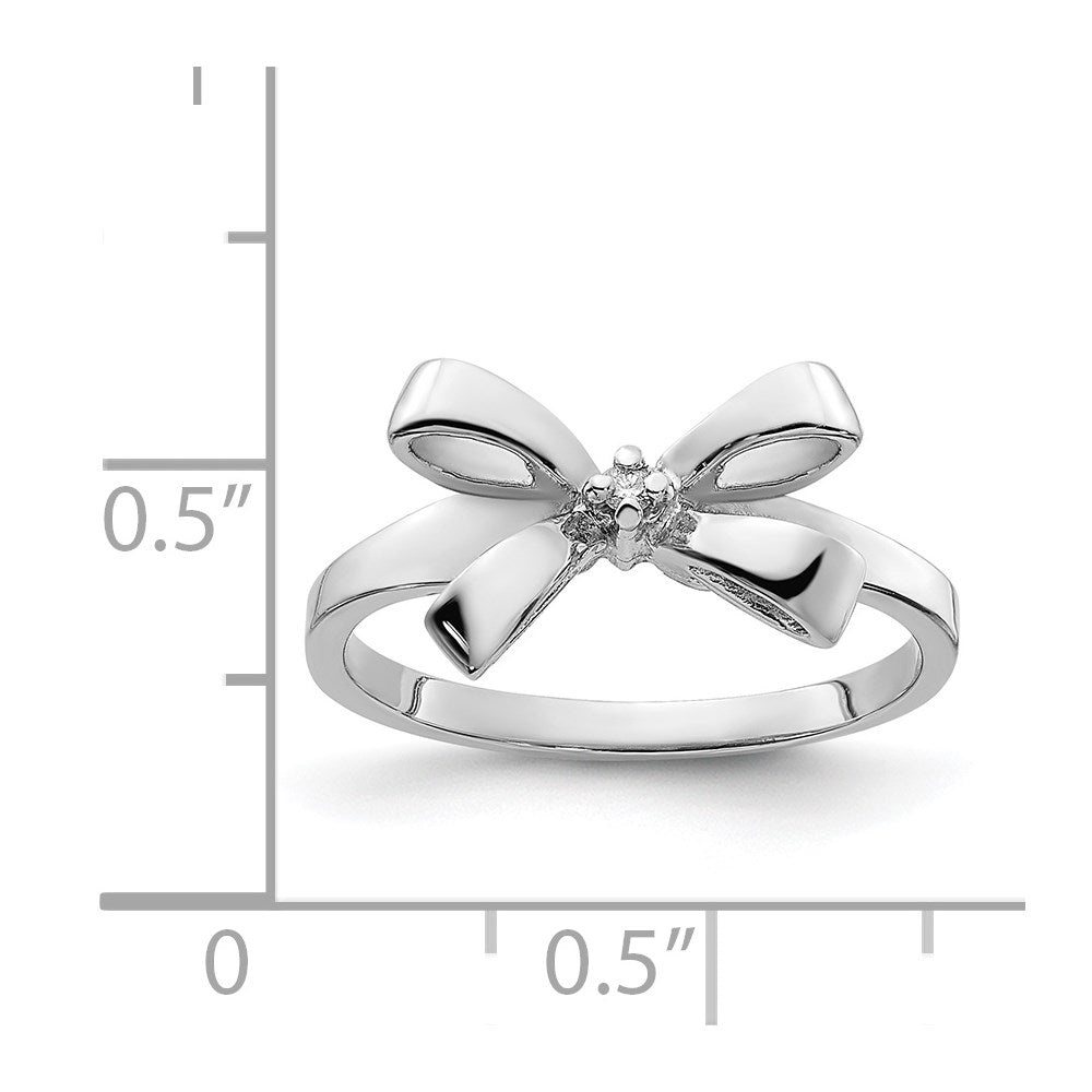 14k White Gold Polished .02ct. Diamond Bow Ring Mounting