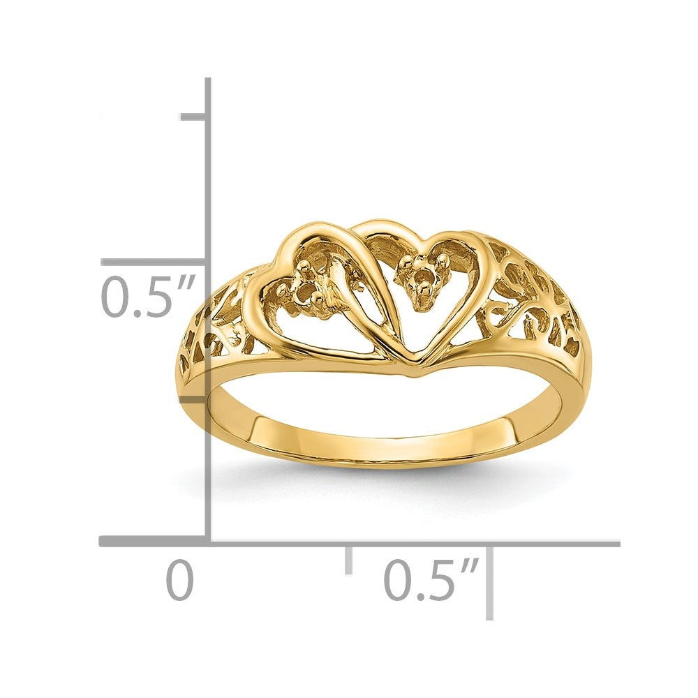 14k Polished .05ct. Diamond Heart Ring Mounting