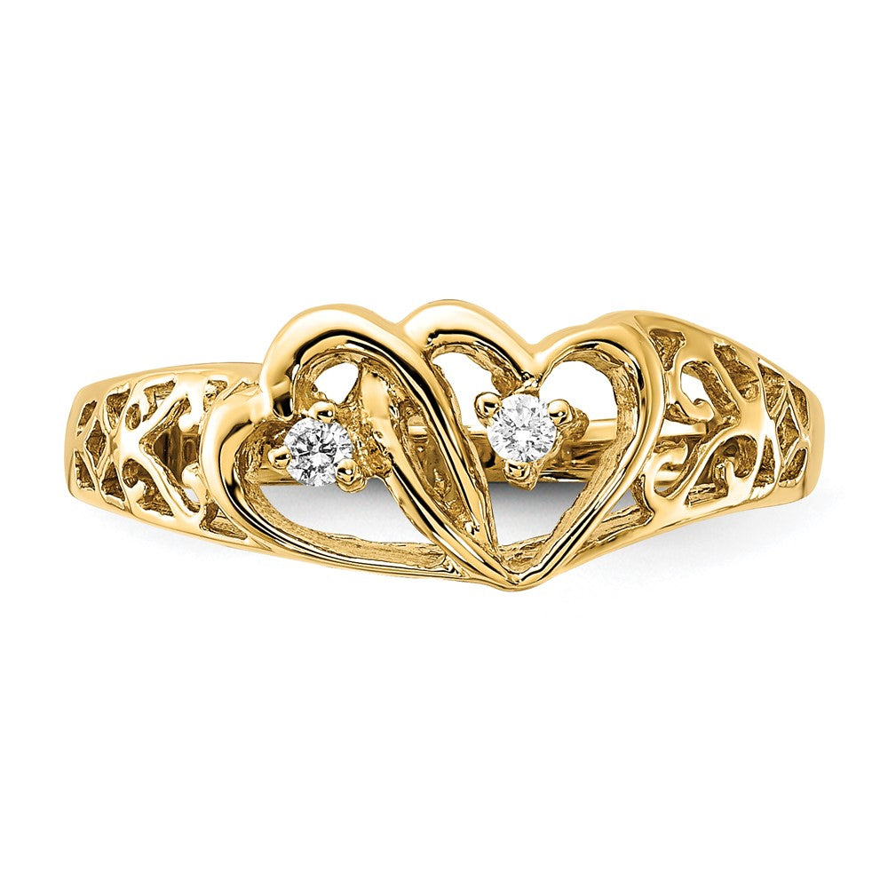 14k A Diamond heart ring
