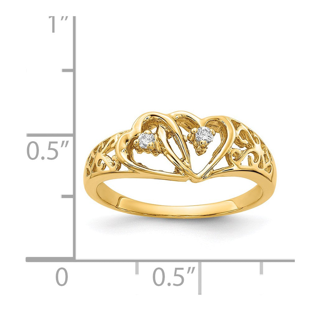 14k A Diamond heart ring