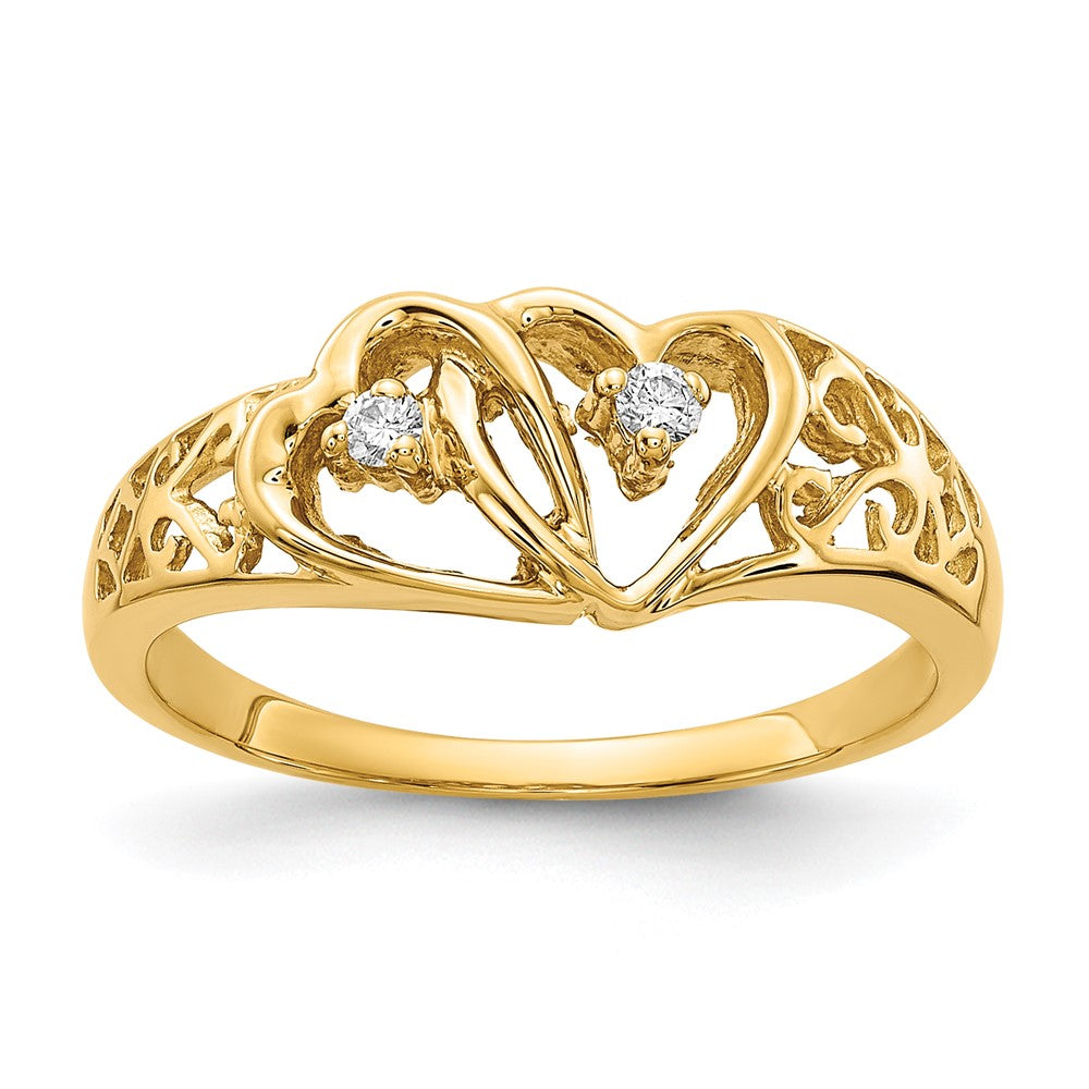 14k A Diamond heart ring
