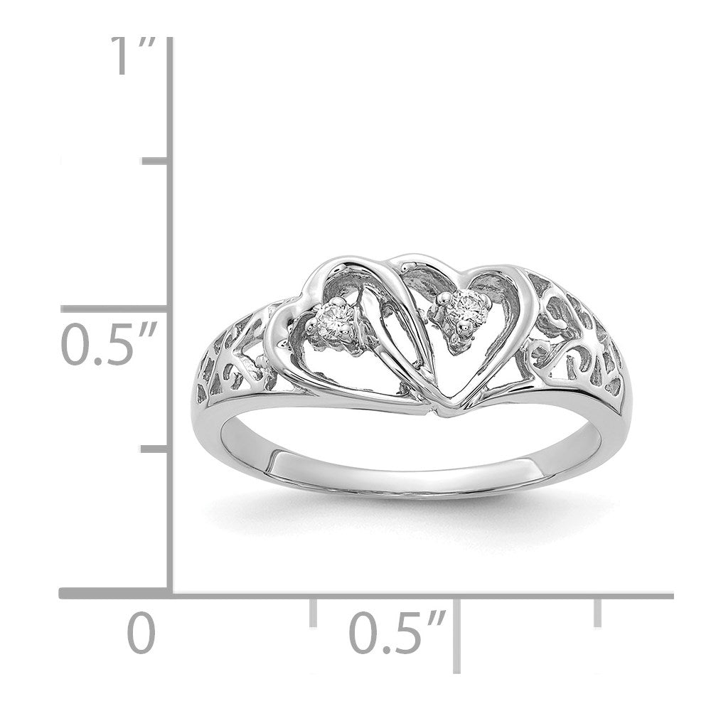 14k White Gold AA Diamond heart ring