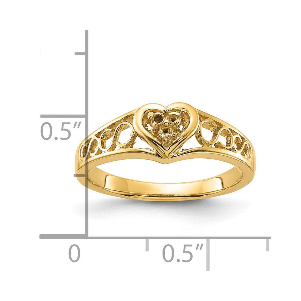 14k Polished .05ct. Diamond Heart Ring Mounting