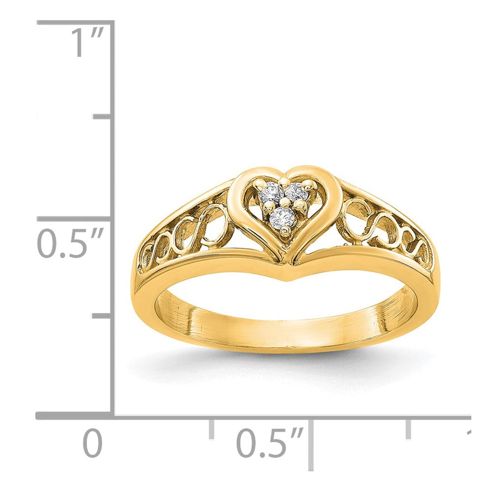 14k Polished AA Diamond Heart Ring
