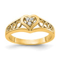 14k Polished AA Diamond Heart Ring