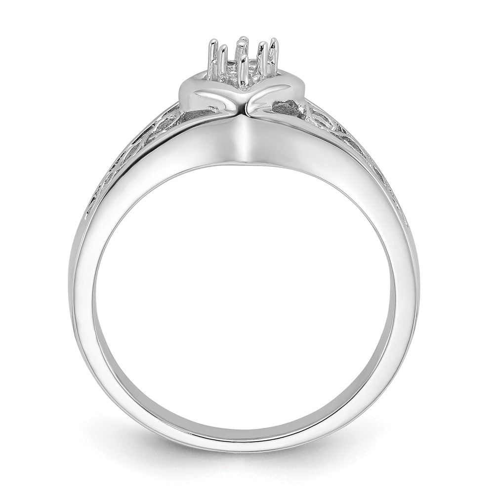 14k White Gold Polished .05ct. Diamond Heart Ring Mounting