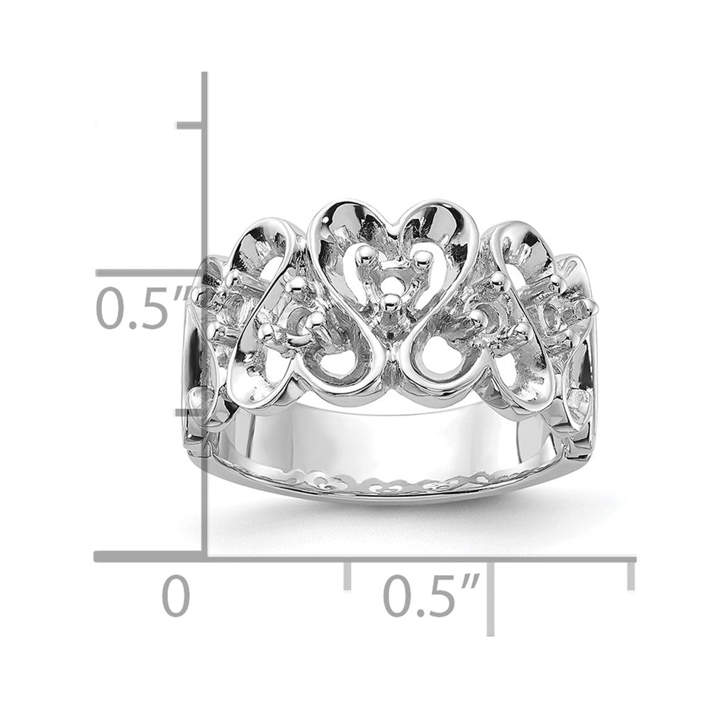 14k White Gold Polished .30ct. Diamond Heart Ring Mounting