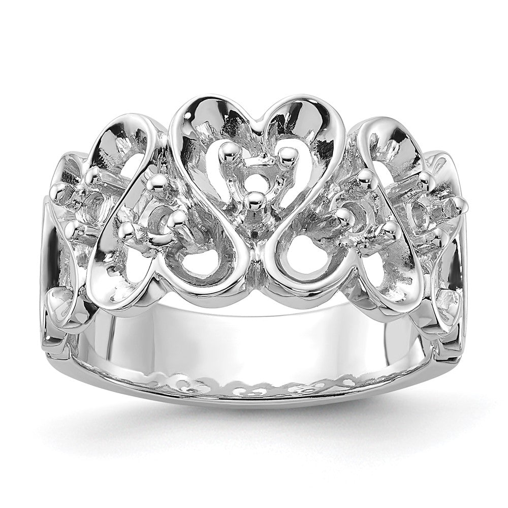 14k White Gold Polished .30ct. Diamond Heart Ring Mounting