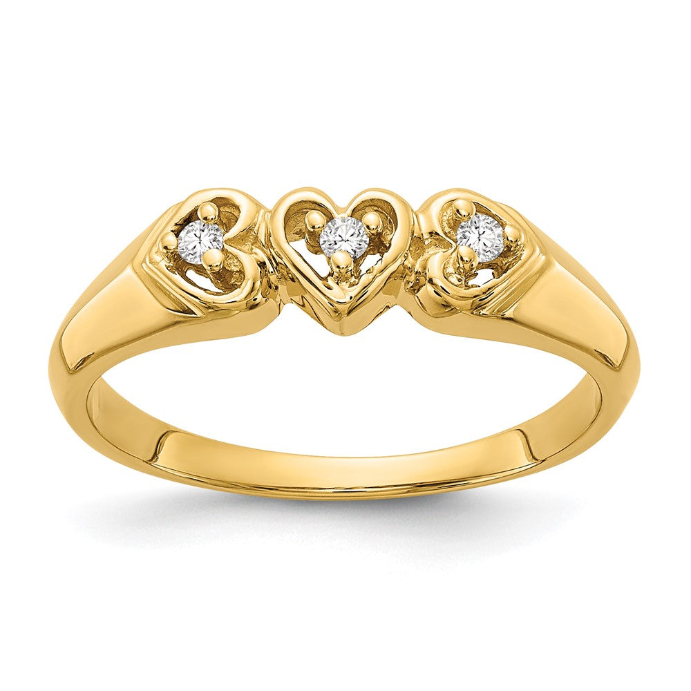 14k AAA Diamond heart ring