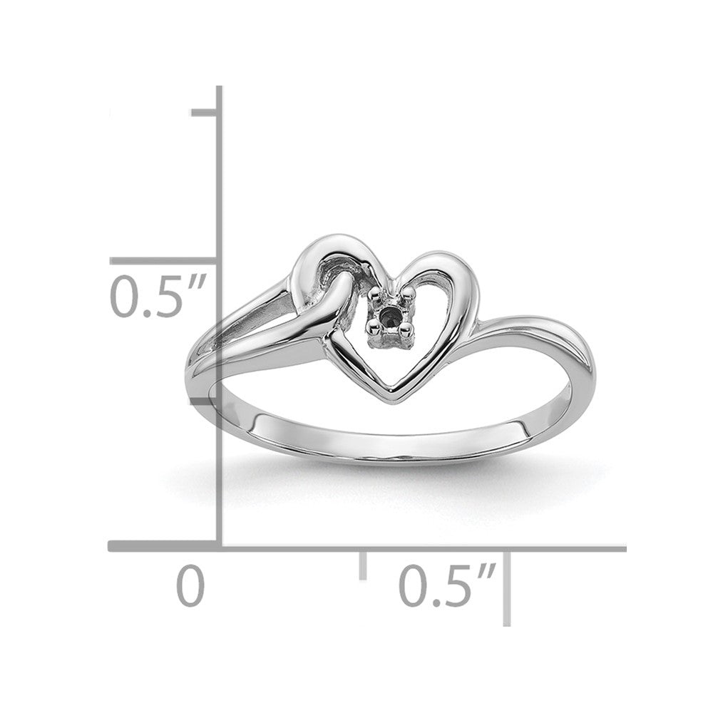 14k White Gold Polished .03ct. Diamond Heart Ring Mounting