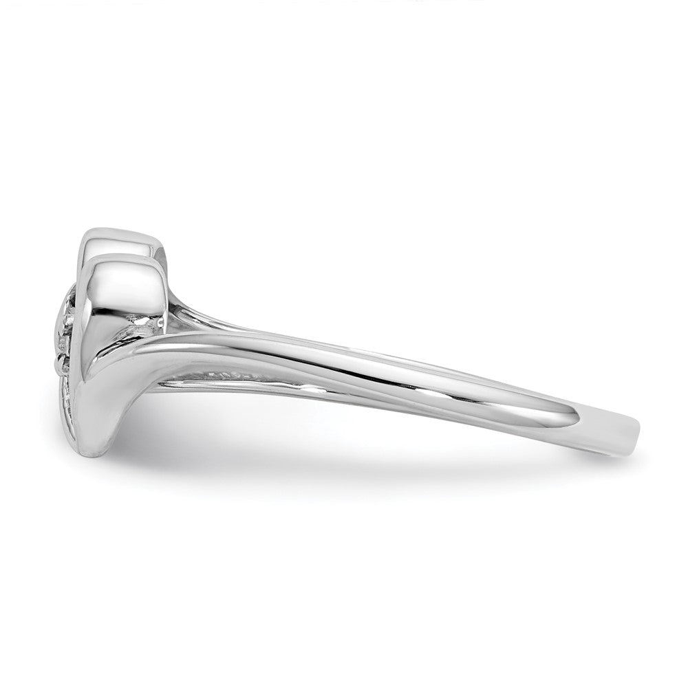14k White Gold Polished AA Diamond heart ring
