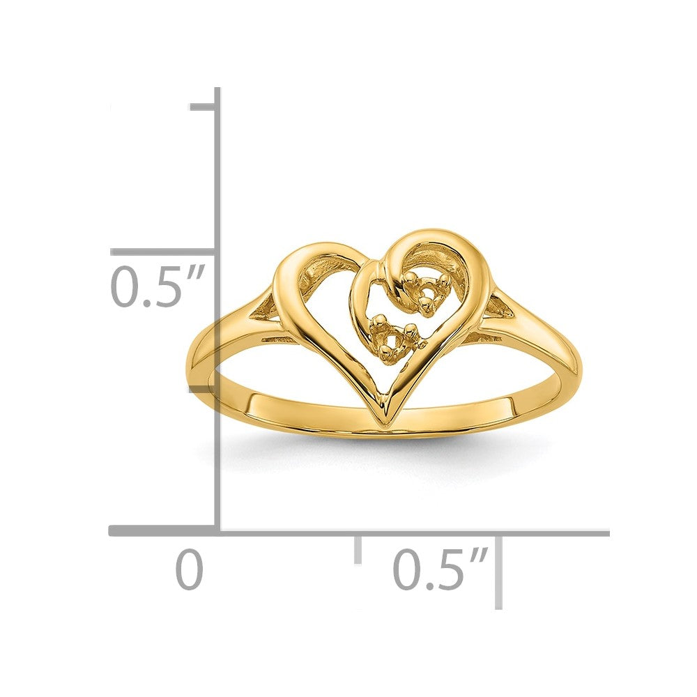 14k Polished .03ct. Diamond Heart Ring Mounting