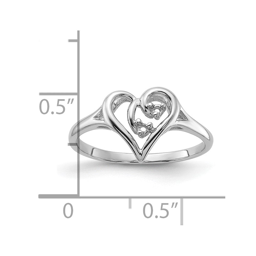 14k White Gold Polished Heart Ring Mounting
