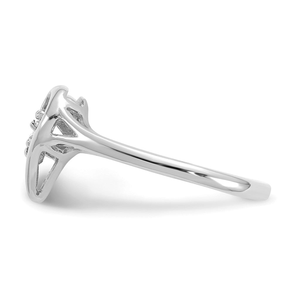 14k White Gold A Diamond heart ring