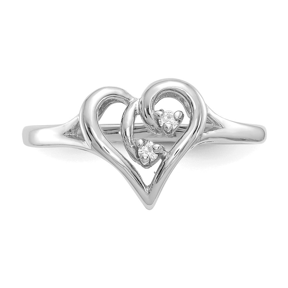 14k White Gold AAA Diamond heart ring