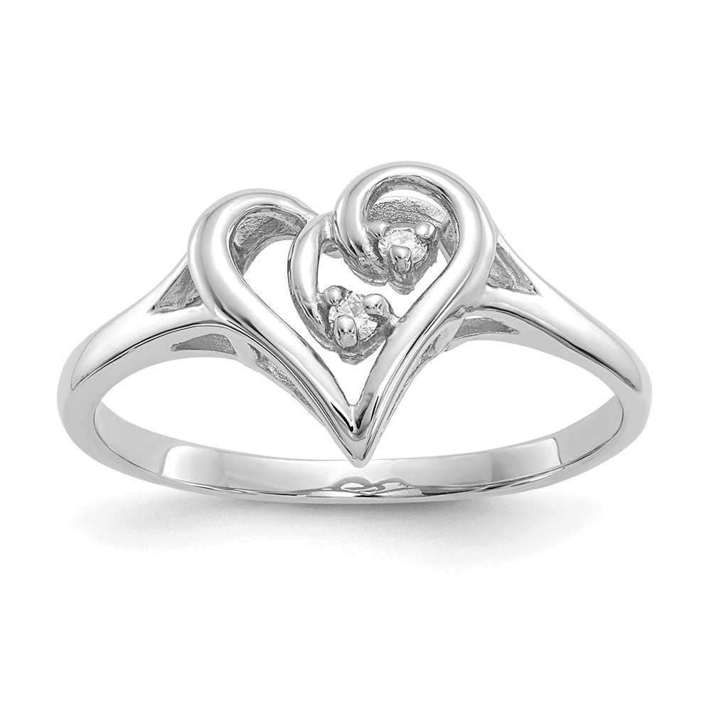 14k White Gold VS Diamond heart ring