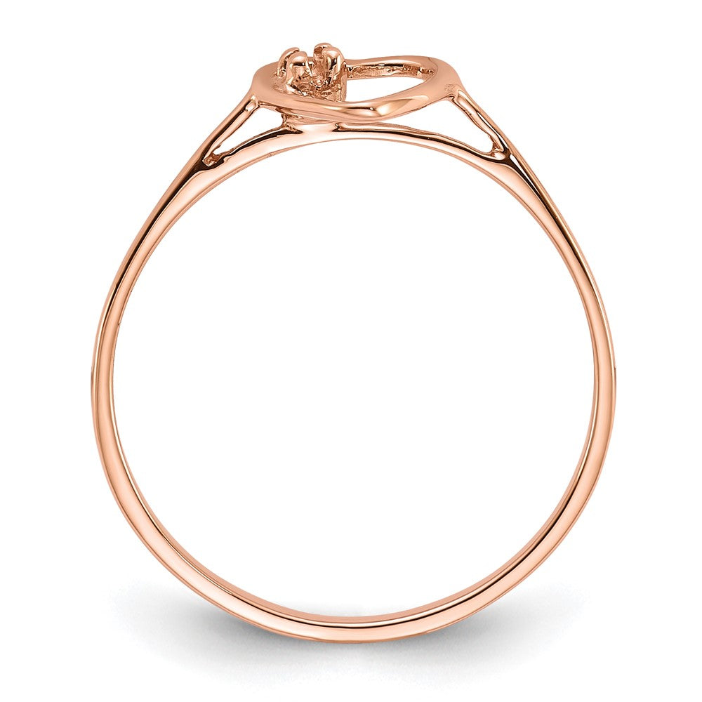 14k Rose Gold Polished .02ct. Diamond Heart Ring Mounting