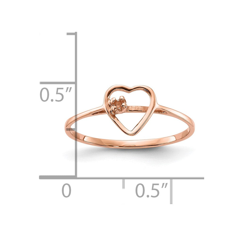 14k Rose Gold Polished .02ct. Diamond Heart Ring Mounting