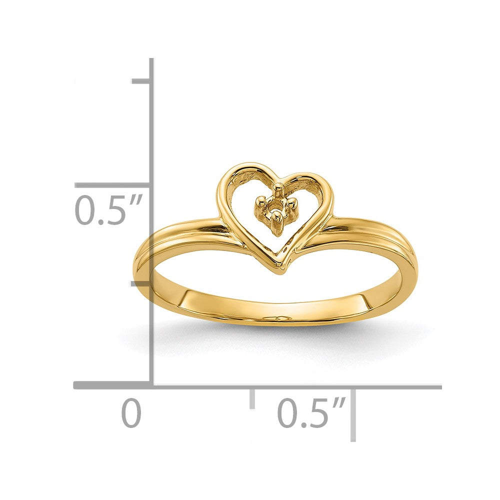 14k Polished .03ct. Diamond Heart Ring Mounting