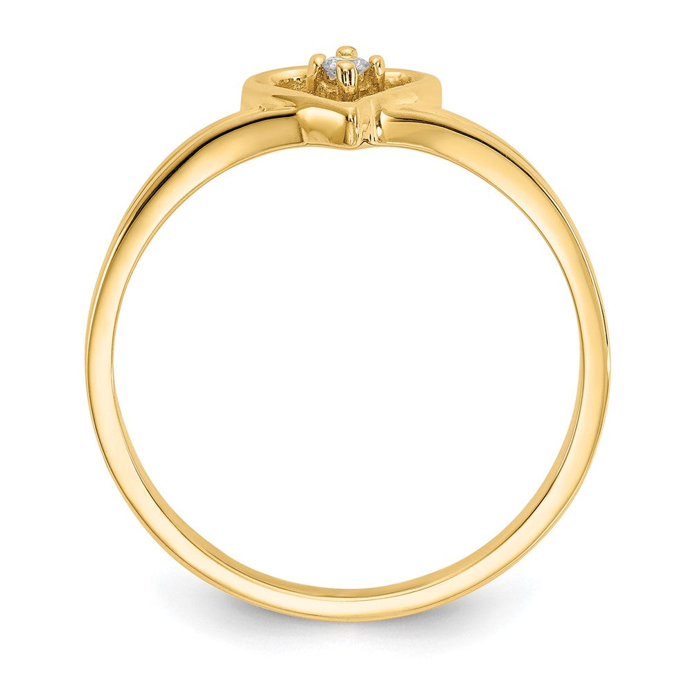 14k Polished AA Diamond heart ring