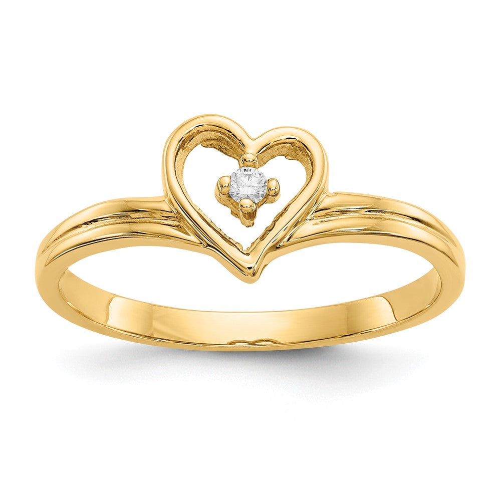 14k A Diamond heart ring