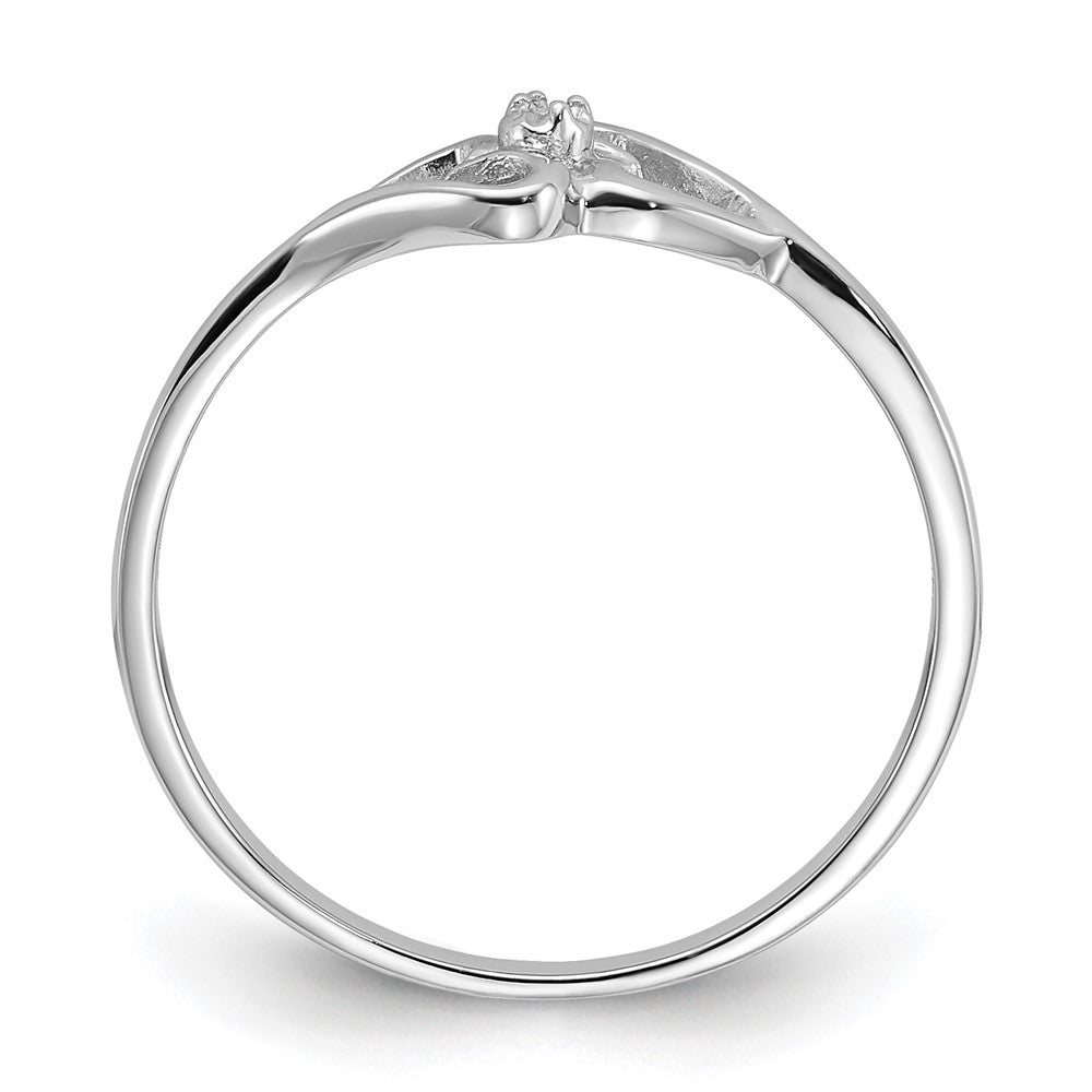 14k White Gold Polished Heart Ring Mounting