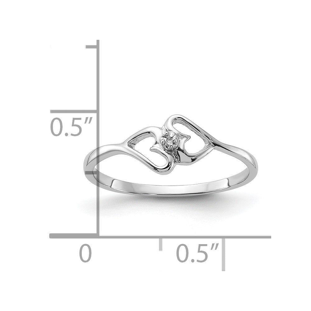14k White Gold Polished Heart Ring Mounting