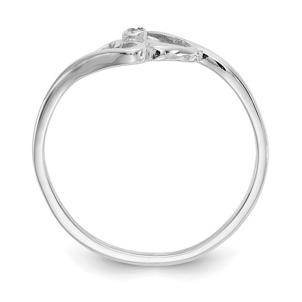 14k White Gold A Diamond heart ring