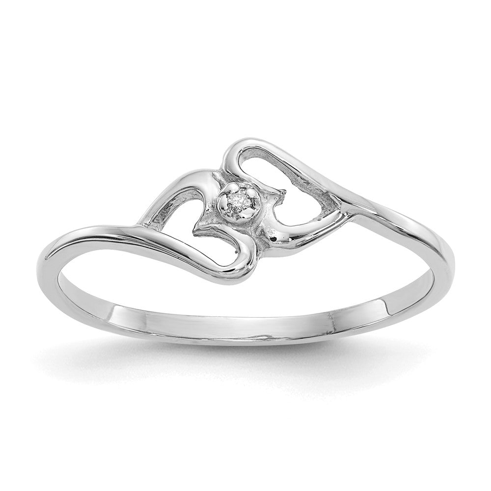 14k White Gold AAA Diamond heart ring