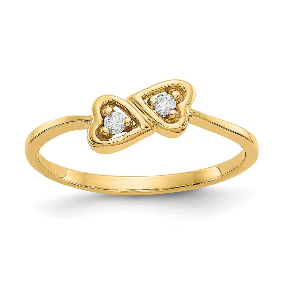 14k A Diamond heart ring