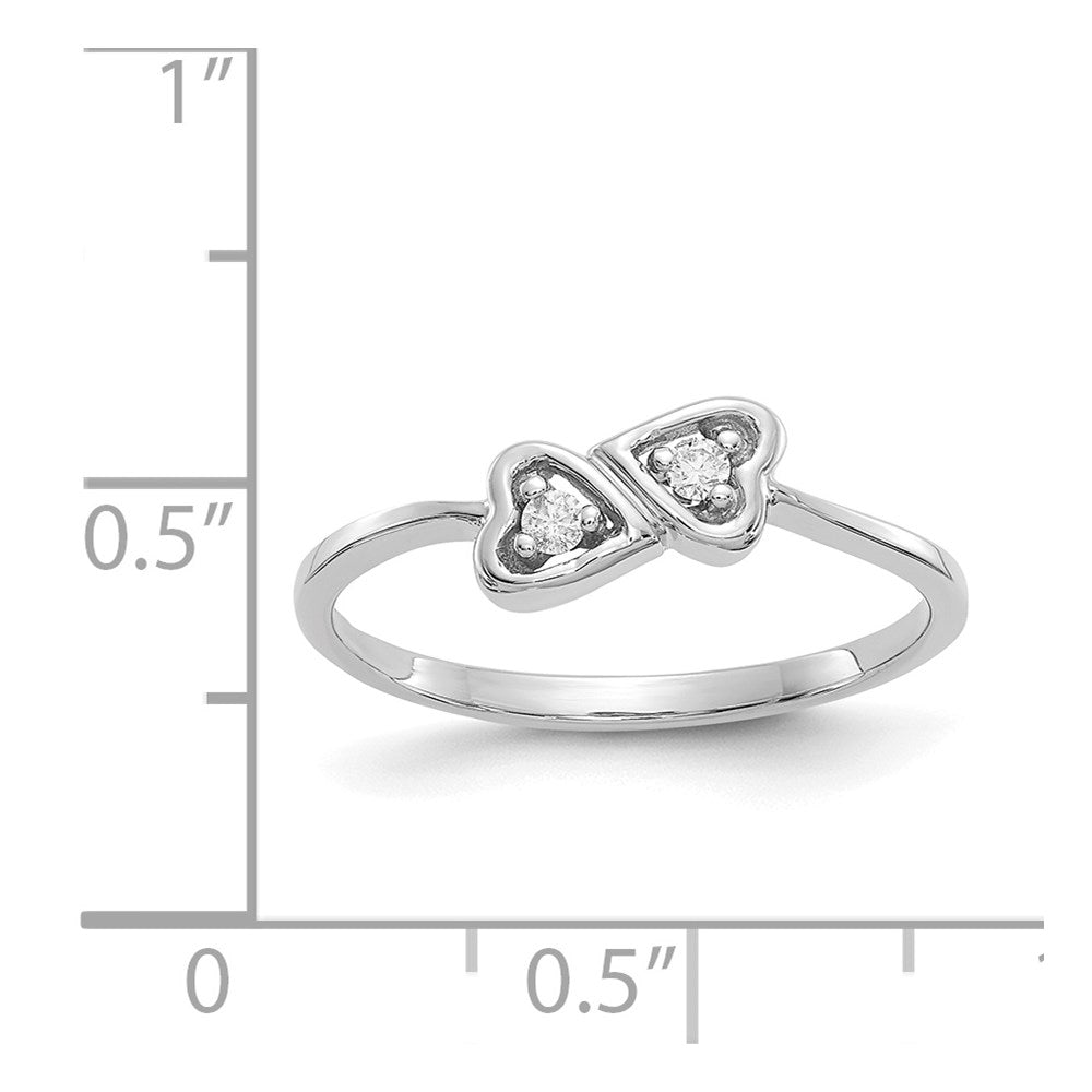 14k White Gold Polished AA Diamond Heart Ring