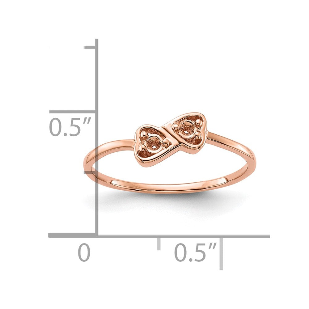 14k Rose Gold Polished .05ct. Diamond Heart Ring Mounting