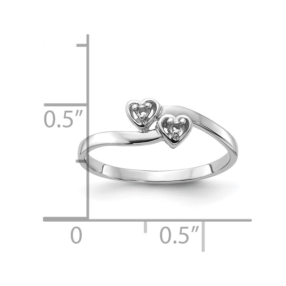 14k White Gold Polished .02ct. Diamond Heart Ring Mounting