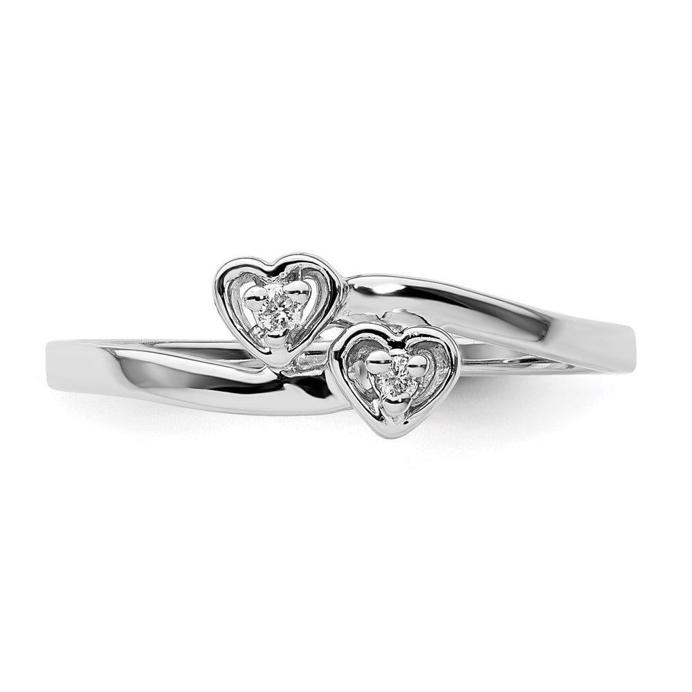 14k White Gold A Diamond heart ring
